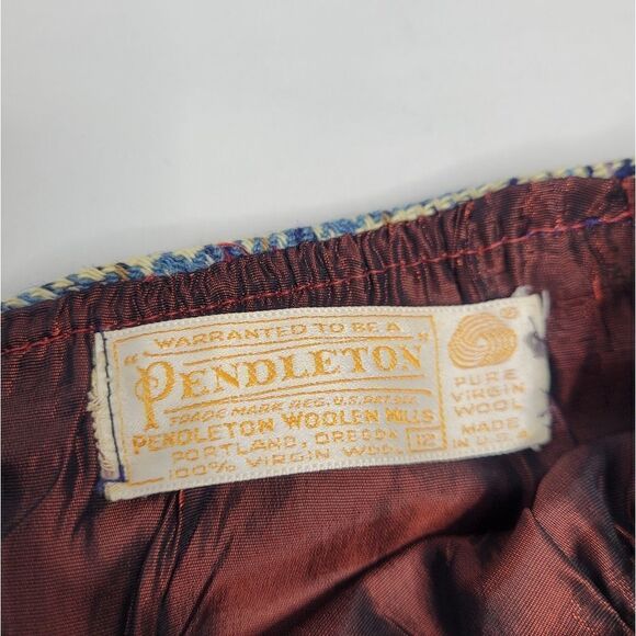 VINTAGE 70s skirt Pendleton plaid dark academia wool pencil S - Picture 4 of 10